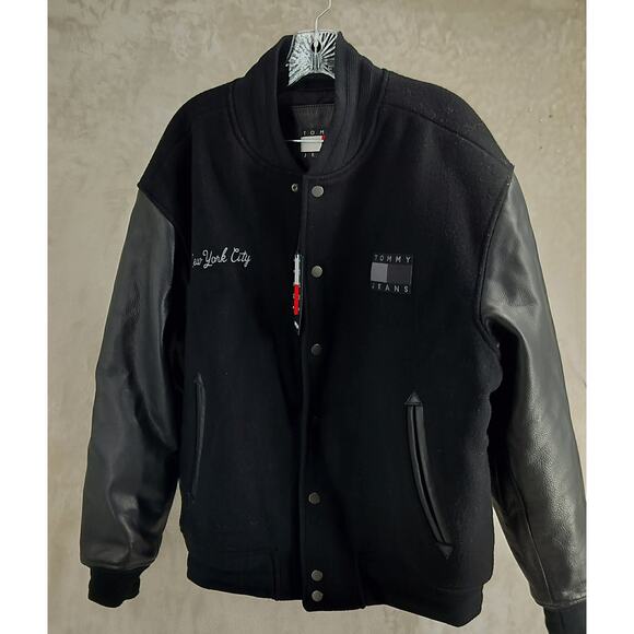 Tommy Hilfiger Black Varsity Jacket with Leather - Picture 5 of 11